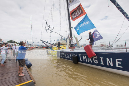 .Itajaï (Brazil) on 12 November 2015, arrival of Thomas Ruyant and Adrien Hardy on board the imoca Le souffle du Nord. Photo © Jean-Marie Liot   DPPI