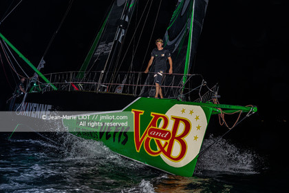 Transat Jacques Vabre 2019, arrivée à Salvador de Bahia, de Maxime Sorel et Guillaume Le Brec à bord de l'Imoca V and B le 12 novembre 2019.Photo © Jean-Marie Liot   AleA.