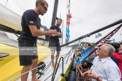 .Itajaï (Brazil) on 12 November 2015, arrival of Thomas Ruyant and Adrien Hardy on board the imoca Le souffle du Nord. Photo © Jean-Marie Liot   DPPI