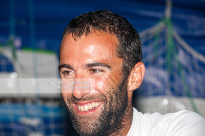 .Arrival in Imoca Banque Populaire Costa Rica on November 19, 2011. Skippers Armel Le Cleac'h and Christopher Pratt placed third in the Imocas category. Photo © Jean-marie Liot   DPPI