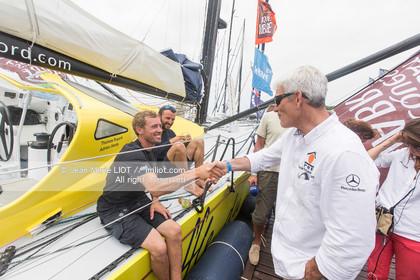 .Itajaï (Brazil) on 12 November 2015, arrival of Thomas Ruyant and Adrien Hardy on board the imoca Le souffle du Nord. Photo © Jean-Marie Liot   DPPI
