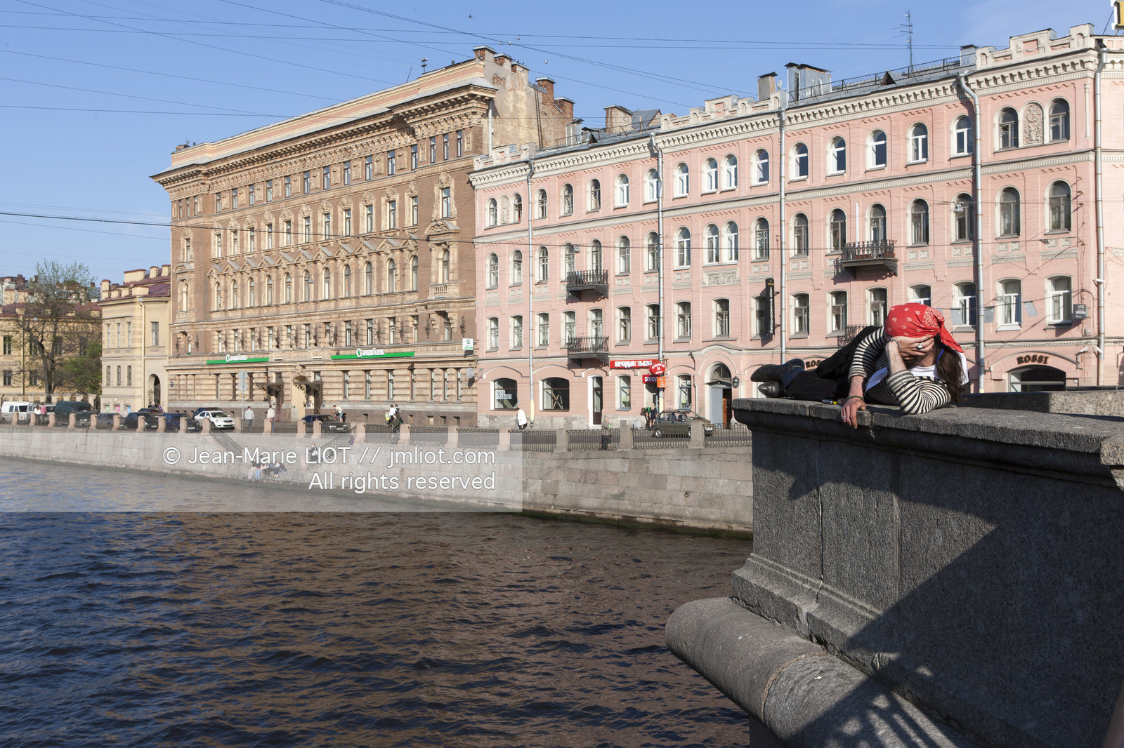 .Russia, Saint Petersburg, listed as World Heritage by UNESCO, the Neva and Lomonosov bridge