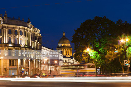 .Russia, Saint Petersburg, listed as World Heritage by UNESCO, Saint Isaac's Cathedral during the Nuits Blanches events (Sleepless Nights)