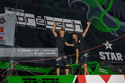 .Transat Jacques Vabre 2019, arrival in Salvador de Bahia, Maxime Sorel and Guillaume Le Brec aboard Imoca V and B on November 12, 2019.Photo © Jean-Marie Liot   AleA