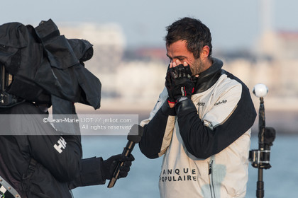 Les Sables d'Olonne, January 19, 2017 arrival of Armel Le Cléac'h (FR) skipper of the imoca Banque Populaire arrives 1st Vendee globe 2016-2017. Photo © Jean-Marie Liot   DPPI