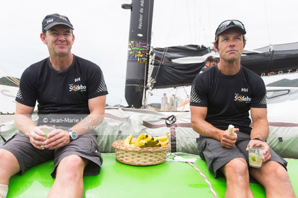 Itajaï(Brésil), samedi 7 novembre 2015, Thomas Coville et Jean-Luc Nélias deuxiémes au classement Ultim de la Transat Jacques Vabre sur SODEBO. Photo © JEAN-MARIE LIOT   DPPI.
