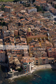 .France , Var (83) , Saint- Tropez..Yachts in the harbor of Saint -Tropez , Aerial View.Photo © Jean -Marie Liot