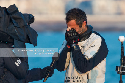 Les Sables d'Olonne, January 19, 2017 arrival of Armel Le Cléac'h (FR) skipper of the imoca Banque Populaire arrives 1st Vendee globe 2016-2017. Photo © Jean-Marie Liot   DPPI