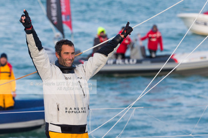 Les Sables d'Olonne, January 19, 2017 arrival of Armel Le Cléac'h (FR) skipper of the imoca Banque Populaire arrives 1st Vendee globe 2016-2017. Photo © Jean-Marie Liot   DPPI