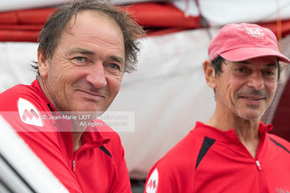 .Itajaï (Brazil) on November 13, 2015, arrival of Bertrand de Broc and Marc Guillemot aboard the imoca MACSF. Photo © Jean-Marie Liot   DPPI
