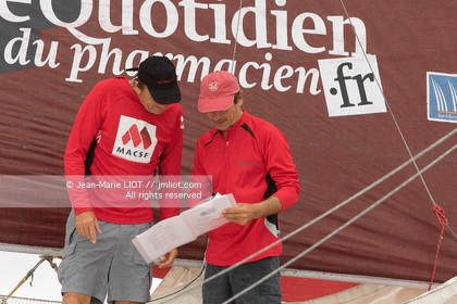 .Itajaï (Brazil) on November 13, 2015, arrival of Bertrand de Broc and Marc Guillemot aboard the imoca MACSF. Photo © Jean-Marie Liot   DPPI