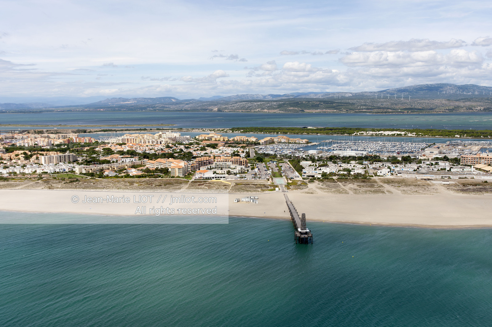 .Leucate is a seaside resort located in the Gulf of Lion halfway between Narbonne and Perpignan in the Languedoc -Roussillon department ..Photo © Jean -Marie Liot
