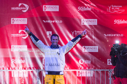 Les Sables d'Olonne, January 19, 2017 arrival of Armel Le Cléac'h (FR) skipper of the imoca Banque Populaire arrives 1st Vendee globe 2016-2017. Photo © Jean-Marie Liot   DPPI